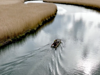 Donny Donovan on a boat on the Lower River Test © 'Donny's River Test Walk' Short Film