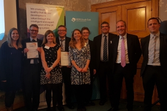 Members of the Bird Aware Solent partnership with representatives from local authorities at the Royal Town Planning Institute awards.