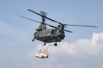 Chinook transporting the aggregate. 