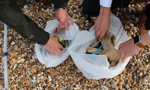 Litter picked up on a beach clean at Southsea beach