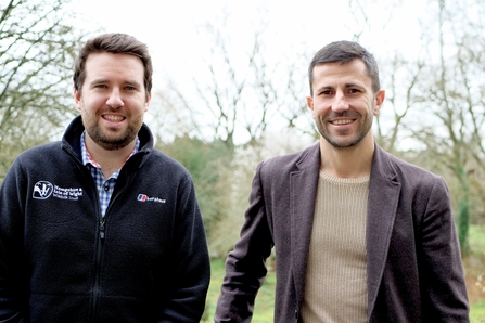 Luke Maundrell, left (Fundraising Development Manager, HIWWT) with Antoni Dimitrov, right (Director of Eco Drift Limited). Both smiling towards the camera.
