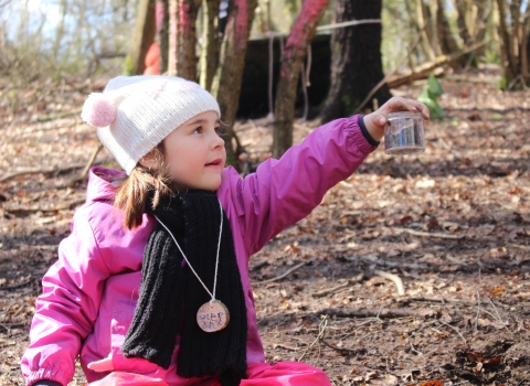 Worm hunting at Forest School at Swanwick Lakes