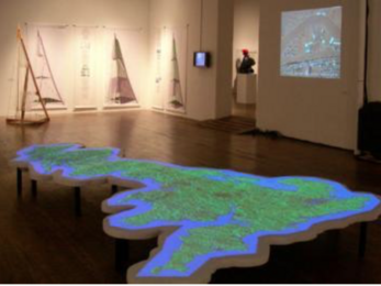 3D map showing the loss of land due to rising sea levels by Helen Mayer Harrison and Newton Harrison © Trudi Lloyd Williams