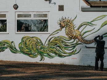Seagrass mural on the Isle of Wight Distillery © Adrift 