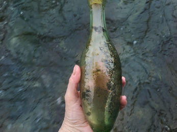 A 'Hamilton' torpedo shaped mineral water bottle, late 19th century © Jane Eastman