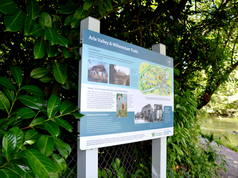 Interpretation board by the Arle © Hampshire & Isle of Wight Wildlife Trust