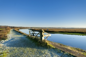 Farlington Marshes nature reserve in winter