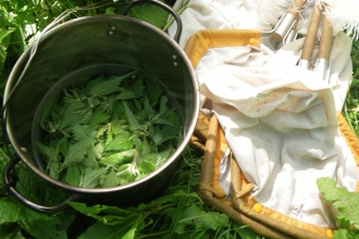 Making nettle soup at Blashford