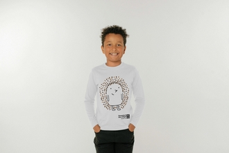 boy in hedgehog t-shirt