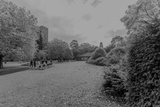 Black and white image of Victoria Park, Portsmouth