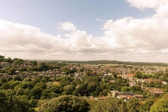 View of Carisbrooke town, Isle of Wight, from Carisbrooke Castle