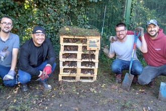 Action Asylum Volunteers build bug hotel 