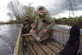 Donny Donovan on a boat on the River Test © 'Donny's River Test Walk' Short Film