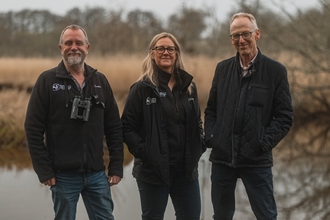 Left to right: John Durnell, Director of Nature-Based Solutions with Debbie Tann MBE, Chief Executive, both at Hampshire & Isle of Wight Wildlife Trust with Mark Smith, Chief Executive at Southern Co-op