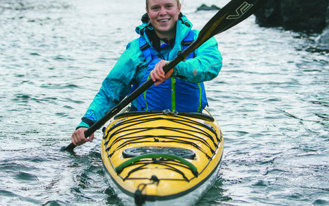 Erin in a sea kayak