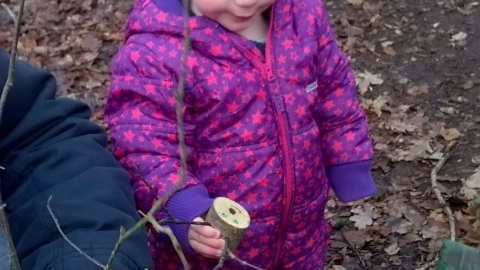 Toddler at Swanwick Lakes festive forest fun event 2017