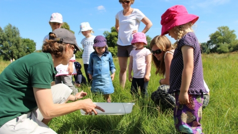 Minibeast hunting at St. Cross Wildlife Tots session ©Lianne de Mello