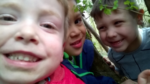 Children in den at Forest School