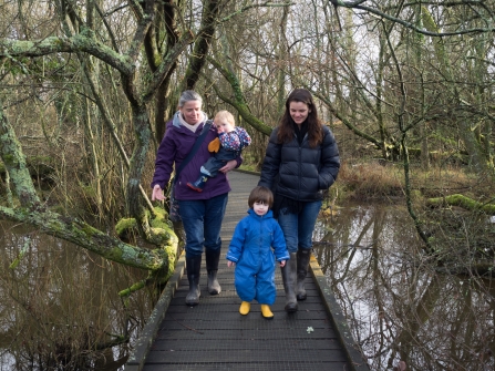 Families on a winter walk at Blashford