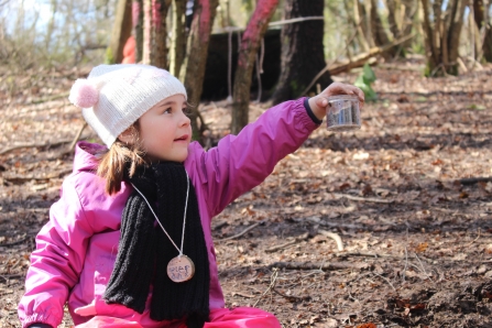 Worm hunting at Forest School at Swanwick Lakes