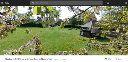 Screenshot of St Alban's virtual nature trail. This image is taken from a cherry tree overlooking the school grounds.