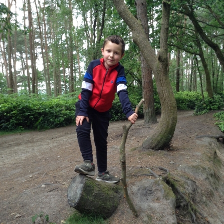 Boy in woods