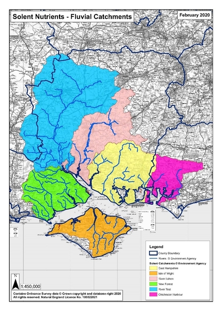 Solent nitrates, fluvial catchments
