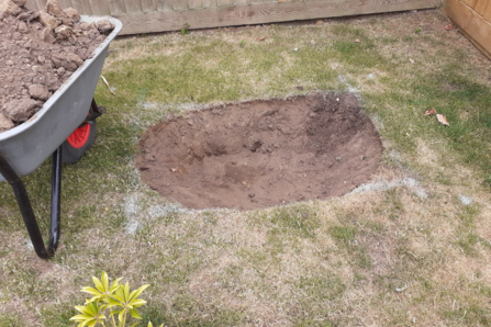 Dug hole in garden