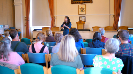 Lisa Schneidau peforming at the Tales from the Riverbank Literature Festival © Hampshire & Isle of Wight Wildlife Trust