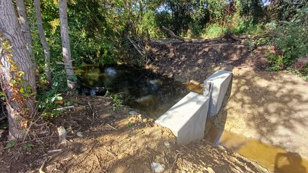 A concrete drop in a muddy water channel 