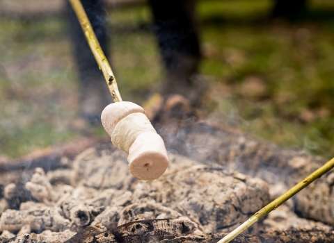 Cooking marshmallows over campfire © Adrian Clarke