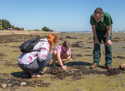 Exploring the shoreline at Milton Locks nature reserve
