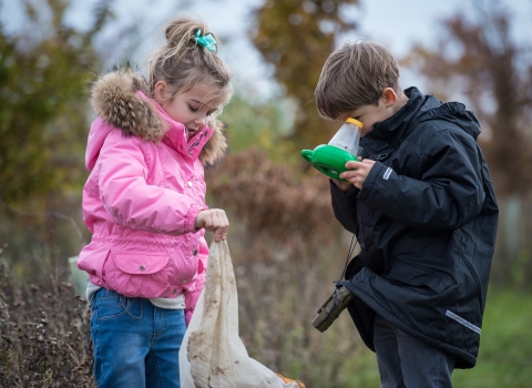 Children exploring wild places