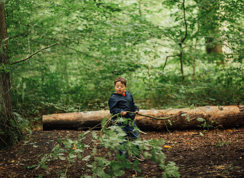 boy in woods