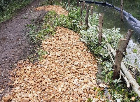 Repairs to the eroding footpath and chalk stream bank in Alresford © Wessex Rivers Trust