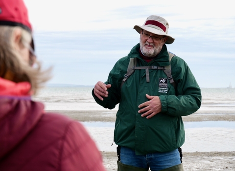 Tim project lead of our Seagrass Restoration Project talking to volunteers 